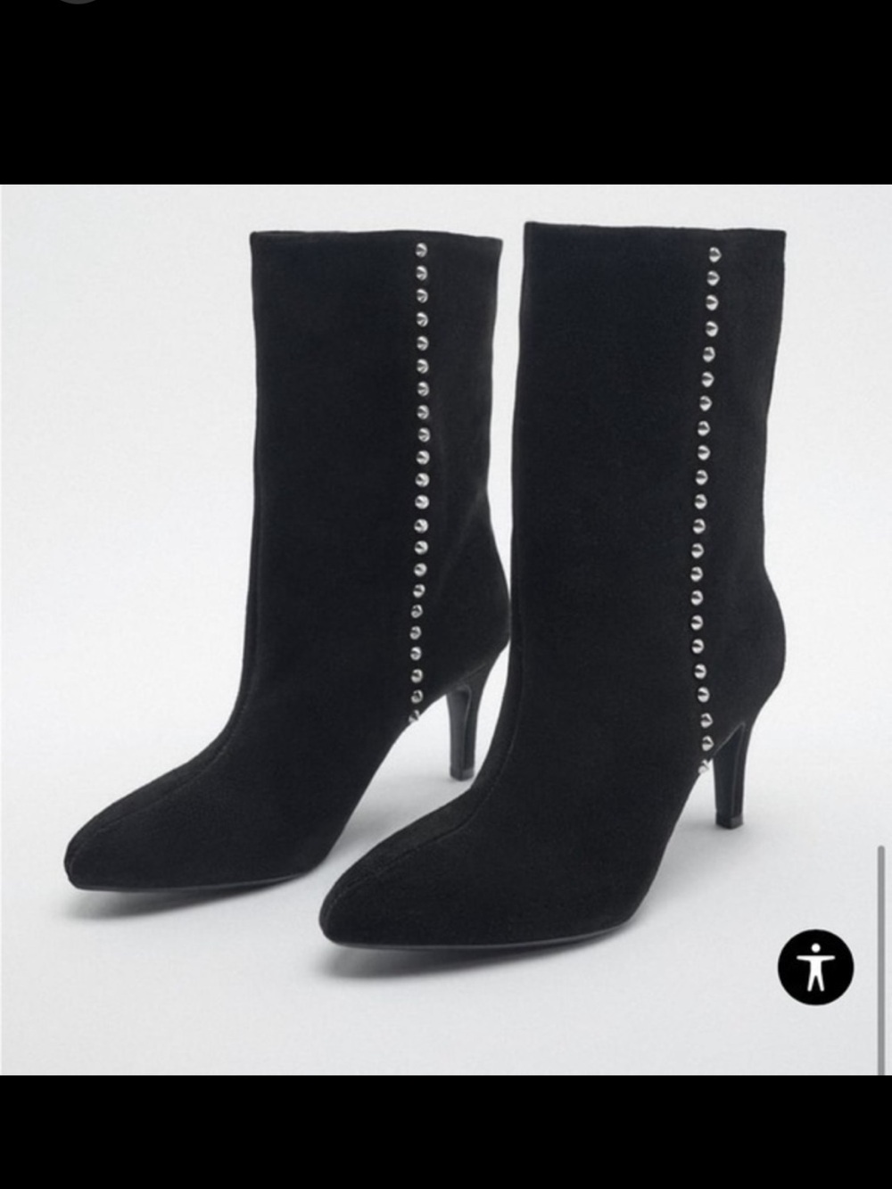 Zara NWT studded leather suede heeled ankle boots